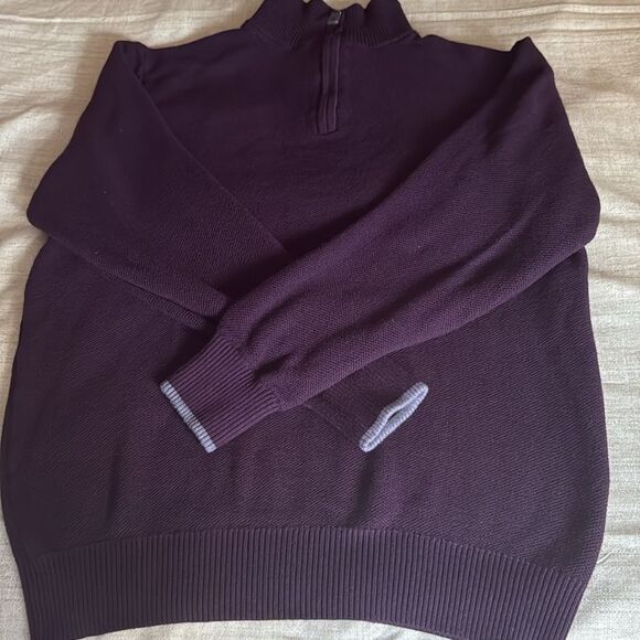 Tailorbyrd Mens Luxe 1/4 Zip Mock Neck Pullover  Burgundy Sweater. Size Large. - Picture 1 of 8